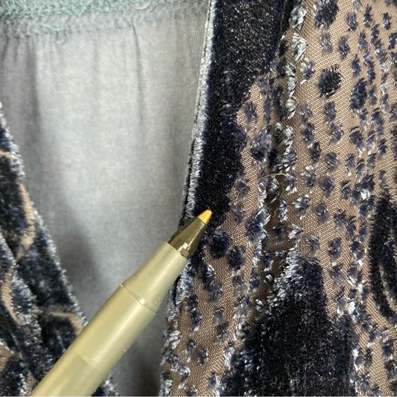 Anthropologie Tiny M Medium Sleeveless Top Tank Button Sequin Velvet Blue Flaw - Picture 5 of 10